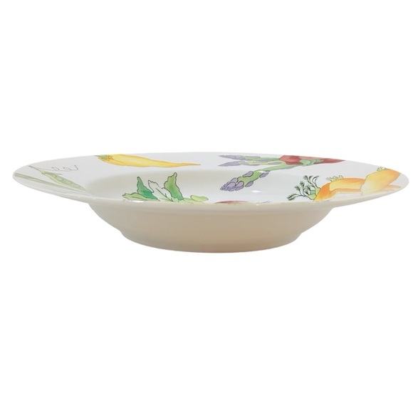 CRATE & BARREL Serving dish/bowl Vegetable medley Garden Cream Colorful Like new - Picture 7 of 14